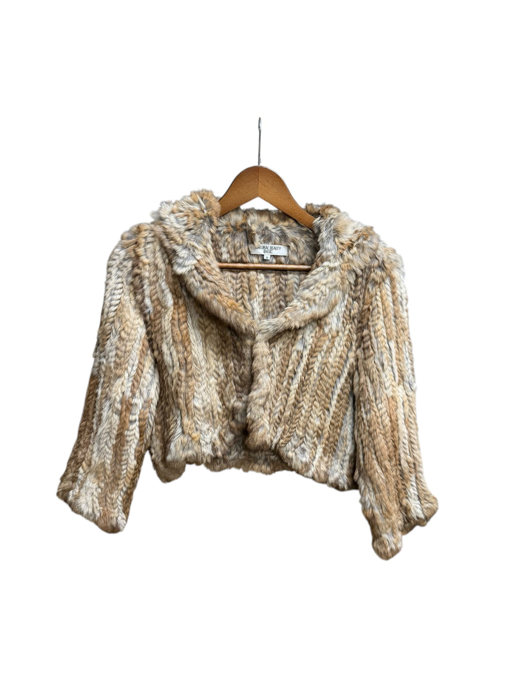 Vintage Natural Beauty Basic Mixed Woven Rabbit Fur Coat