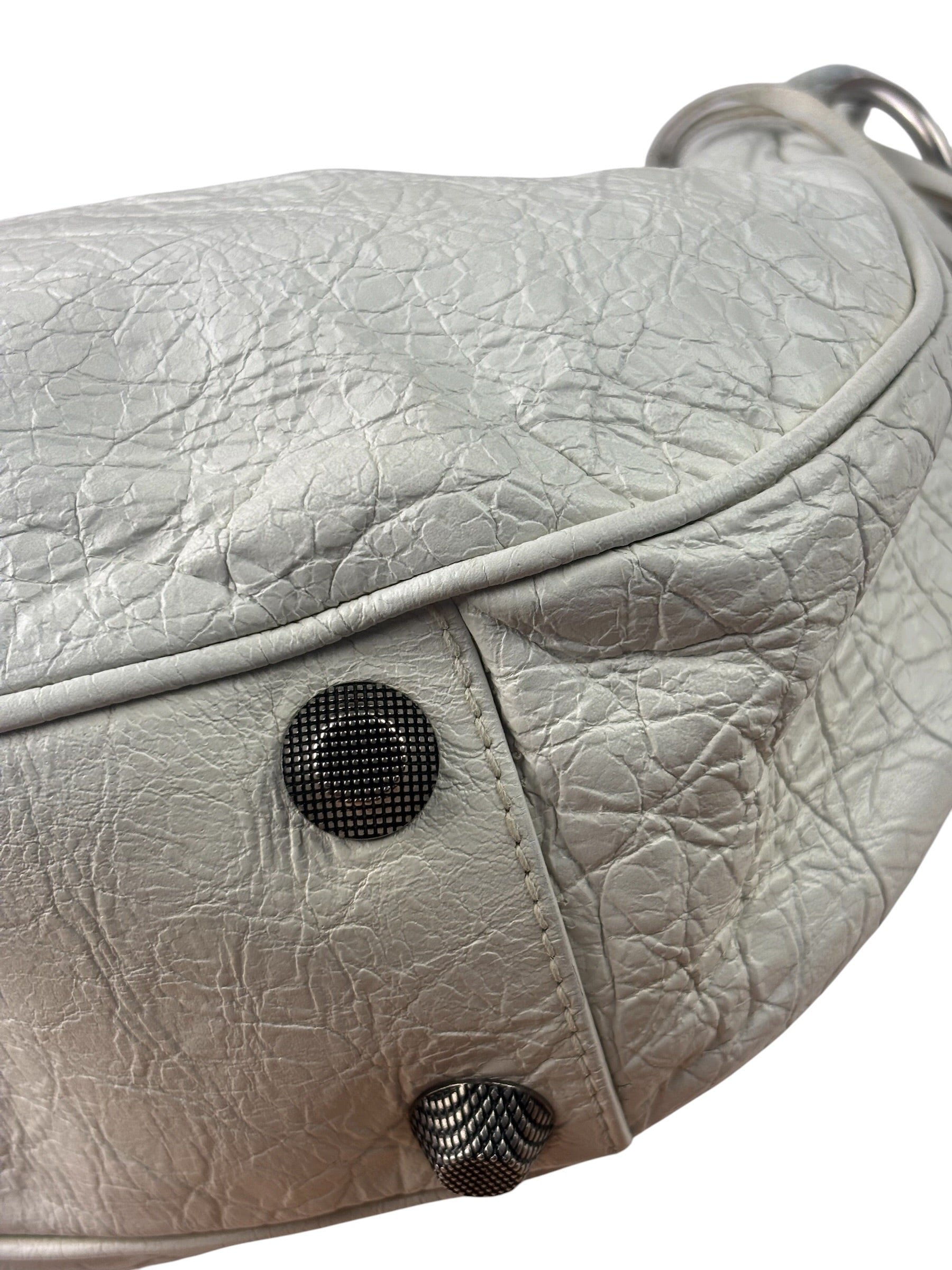 Balenciaga White Lambskin Le Cagole Shoulder Bag