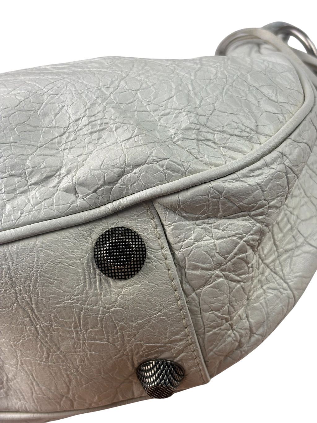 Balenciaga White Lambskin Le Cagole Shoulder Bag