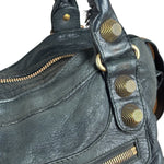 Balenciaga Black Leather Giant Gold City Two-Way Bag 21