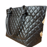 Chanel Brown Quilted Leather Cambon Ligne Shoulder Tote 2004
