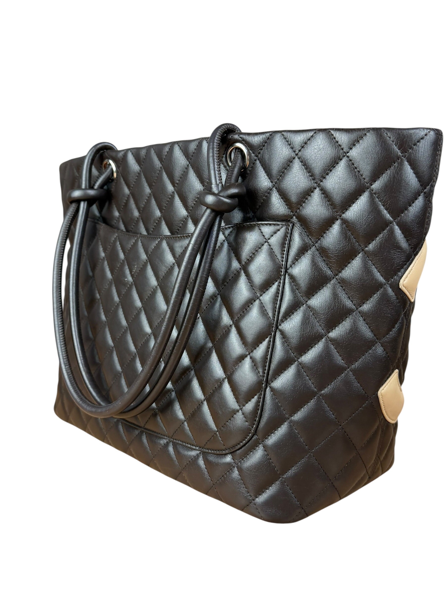 Chanel Brown Quilted Leather Cambon Ligne Shoulder Tote 2004