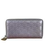 Gucci GG Embossed Metallic Lilac Leather Long Wallet