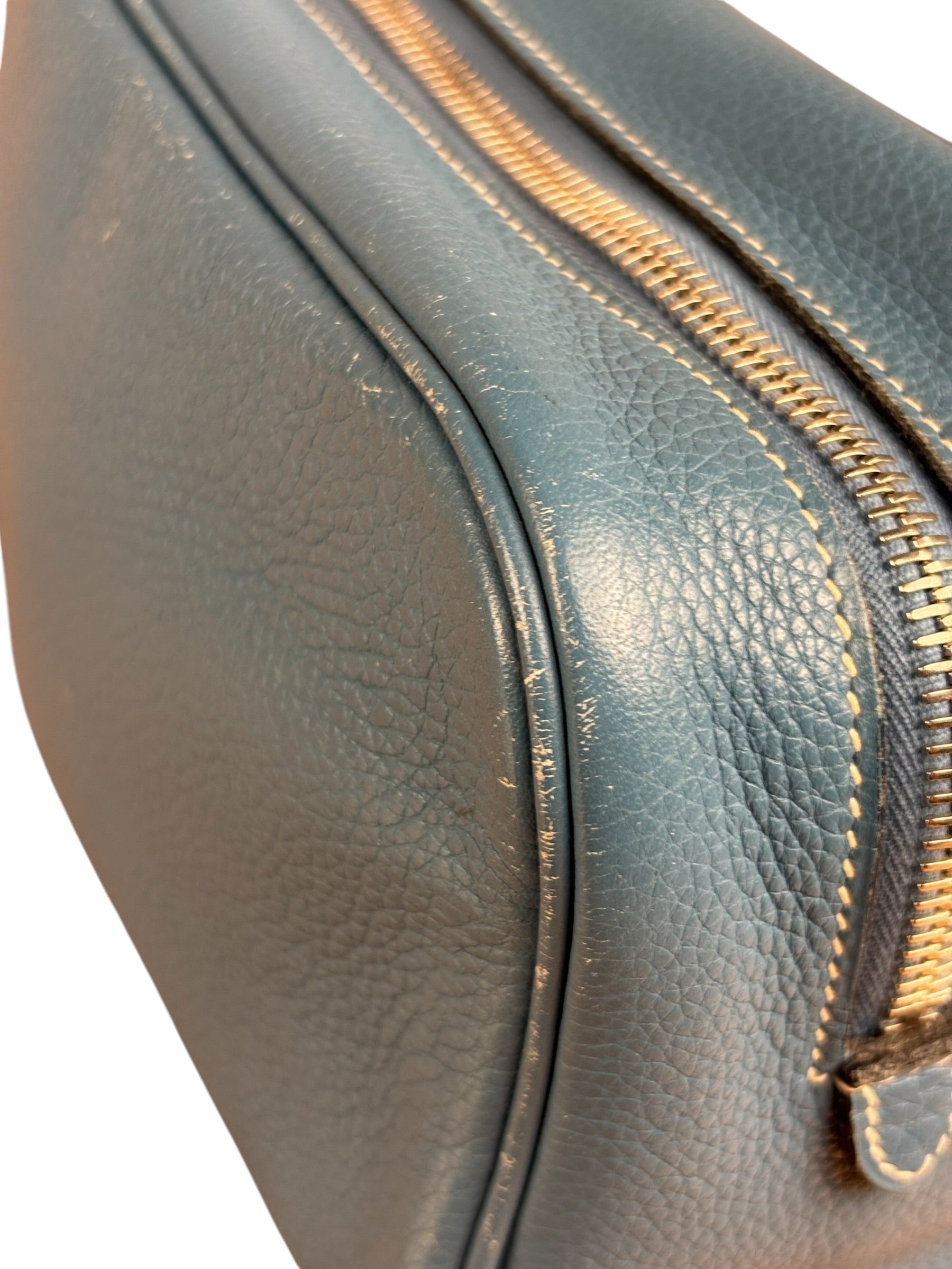 Hermes Blue Leather Cosmetic Pouch