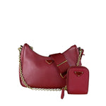 Prada Re-Edition Saffiano Leather Shoulder Bag Red