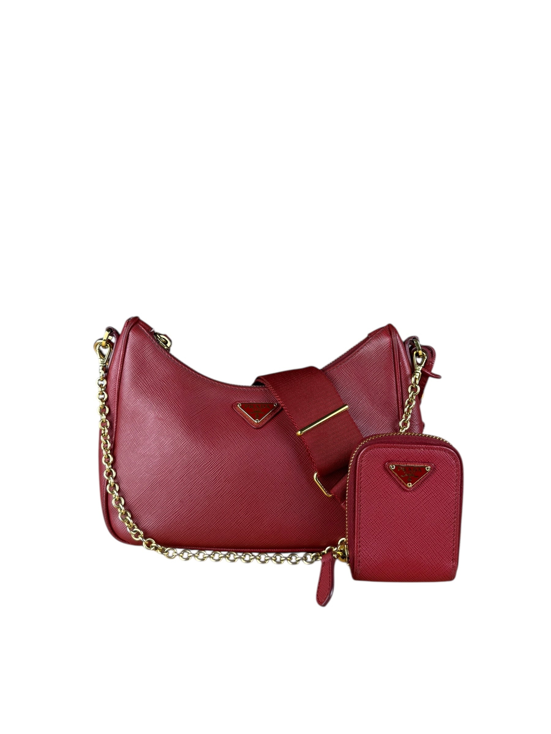 Prada Re-Edition Saffiano Leather Shoulder Bag Red