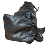 Balenciga Black Leather Classic Traveler Backpack