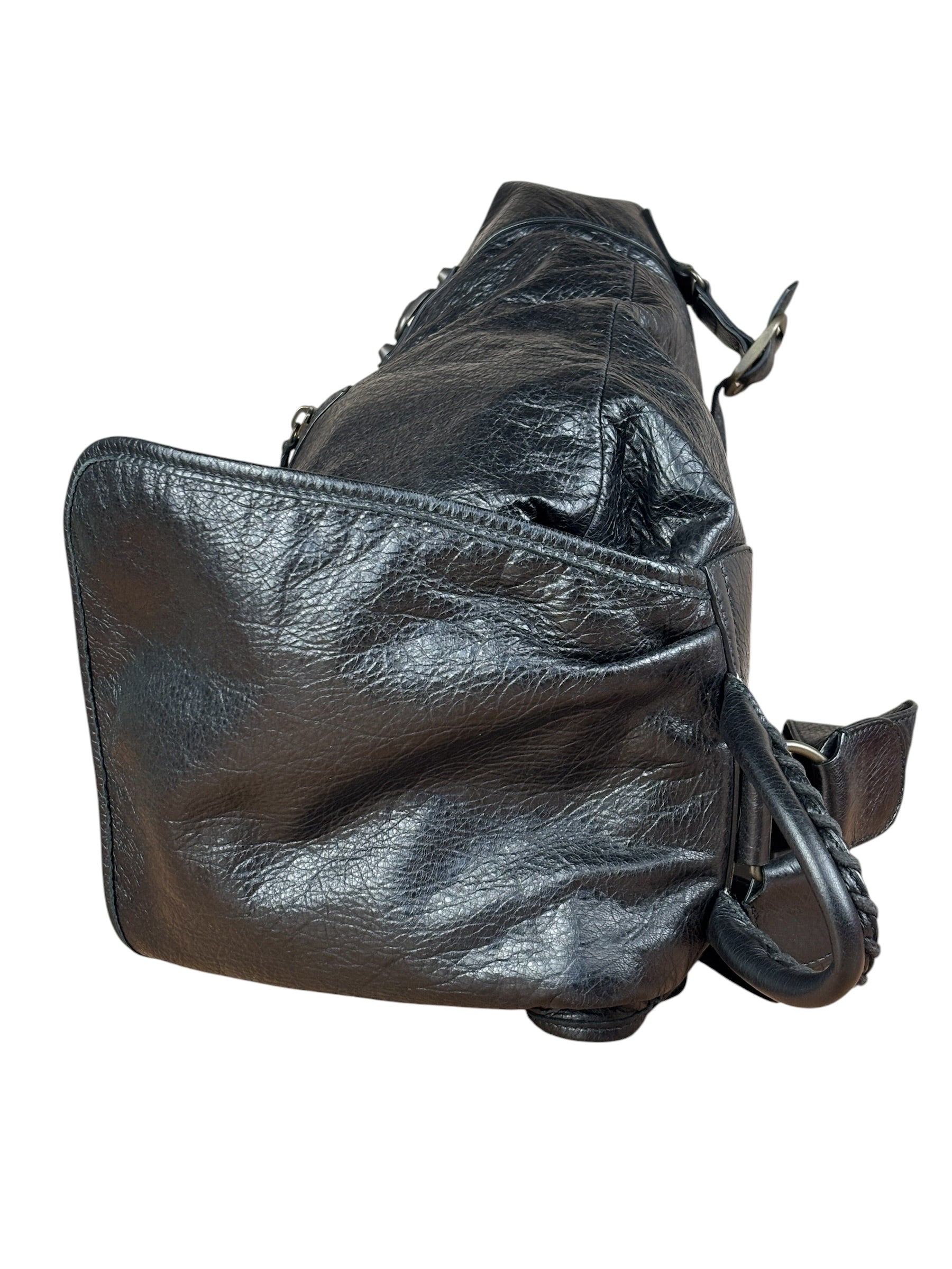 Balenciga Black Leather Classic Traveler Backpack