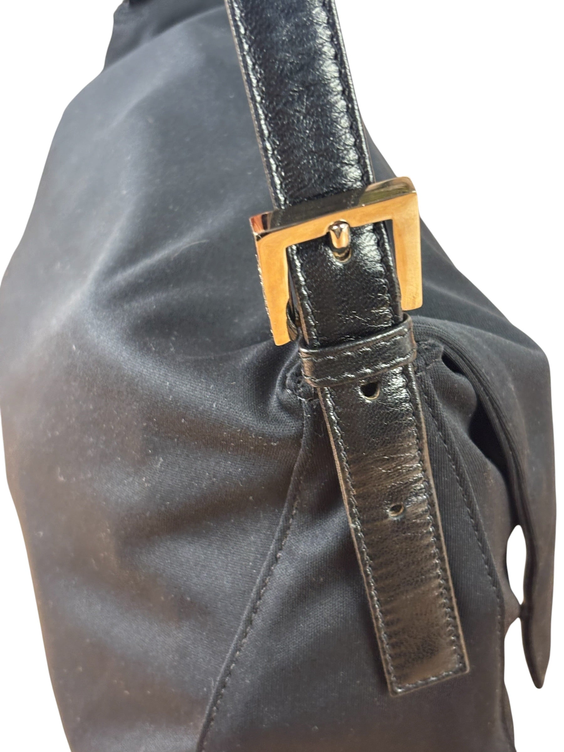Fendi Black Leather Trim Mamma Baguette