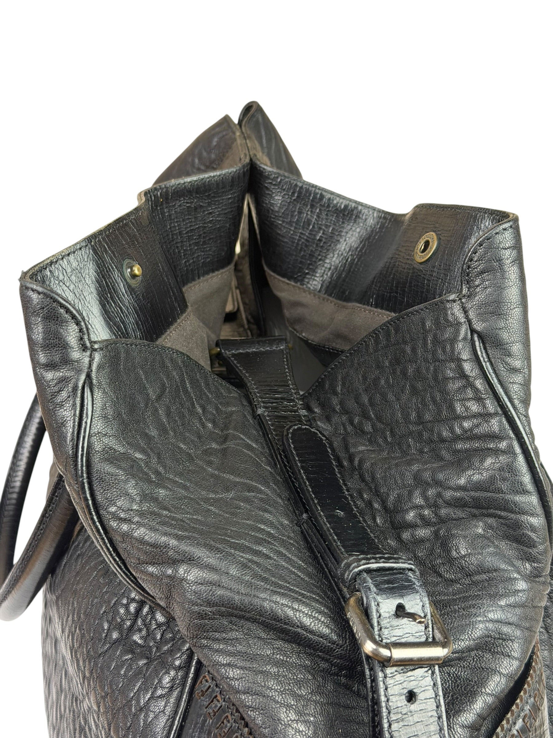 Fendi Black Leather Etniko Du Jour Shoulder Bag