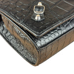 Balenciaga Black Croc Embossed Le City Clutch