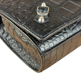 Balenciaga Black Croc Embossed Le City Clutch