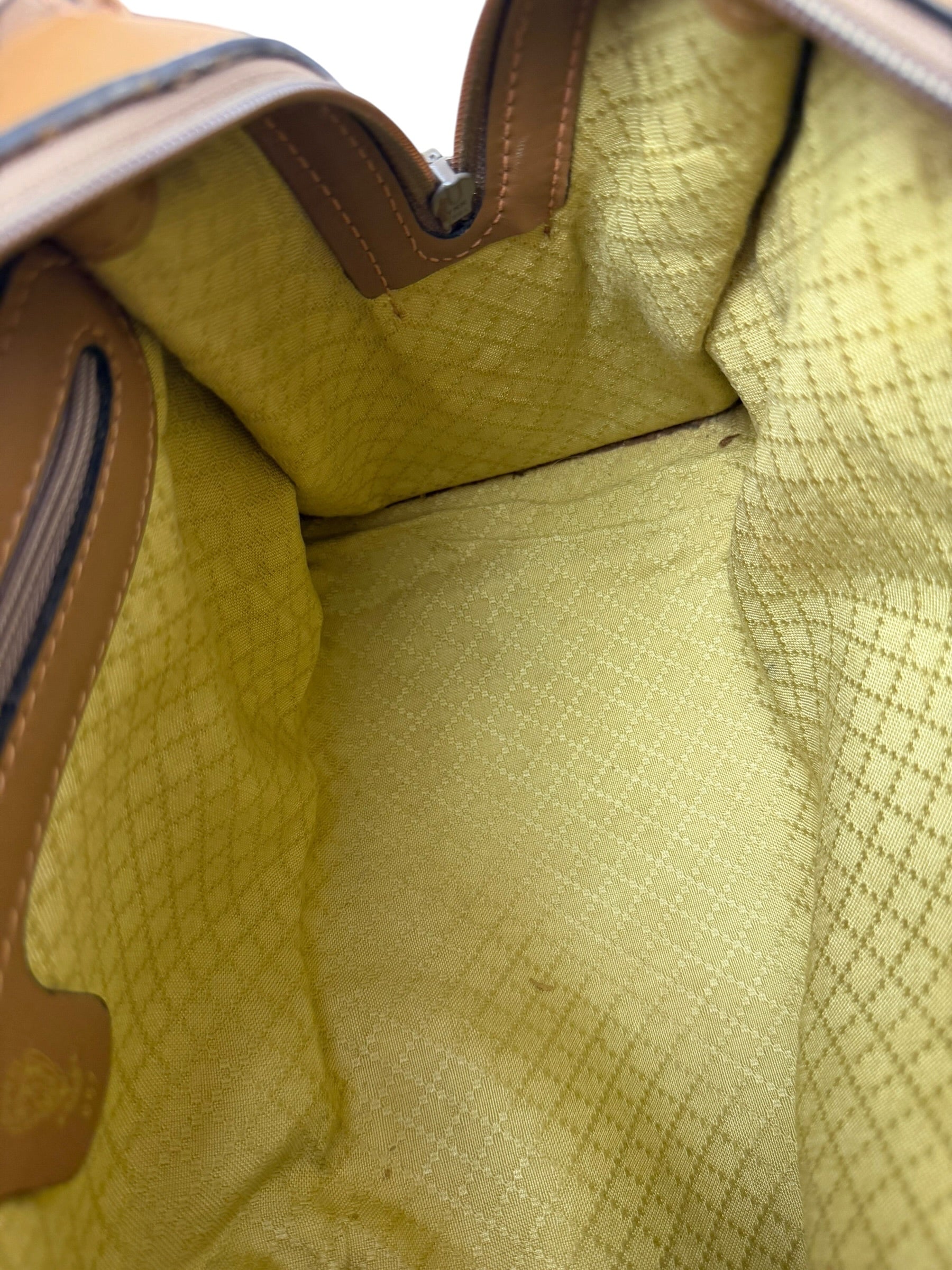 Gucci Brown Leather Trim Micro GG Sherry Line Boston Handbag