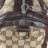 Gucci GG Leather Trim Canvas Techno Boston Handbag