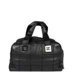 Chanel Black Quilted Leather Chocolate Bar Bowling Handbag