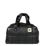 Chanel Black Quilted Leather Chocolate Bar Bowling Handbag
