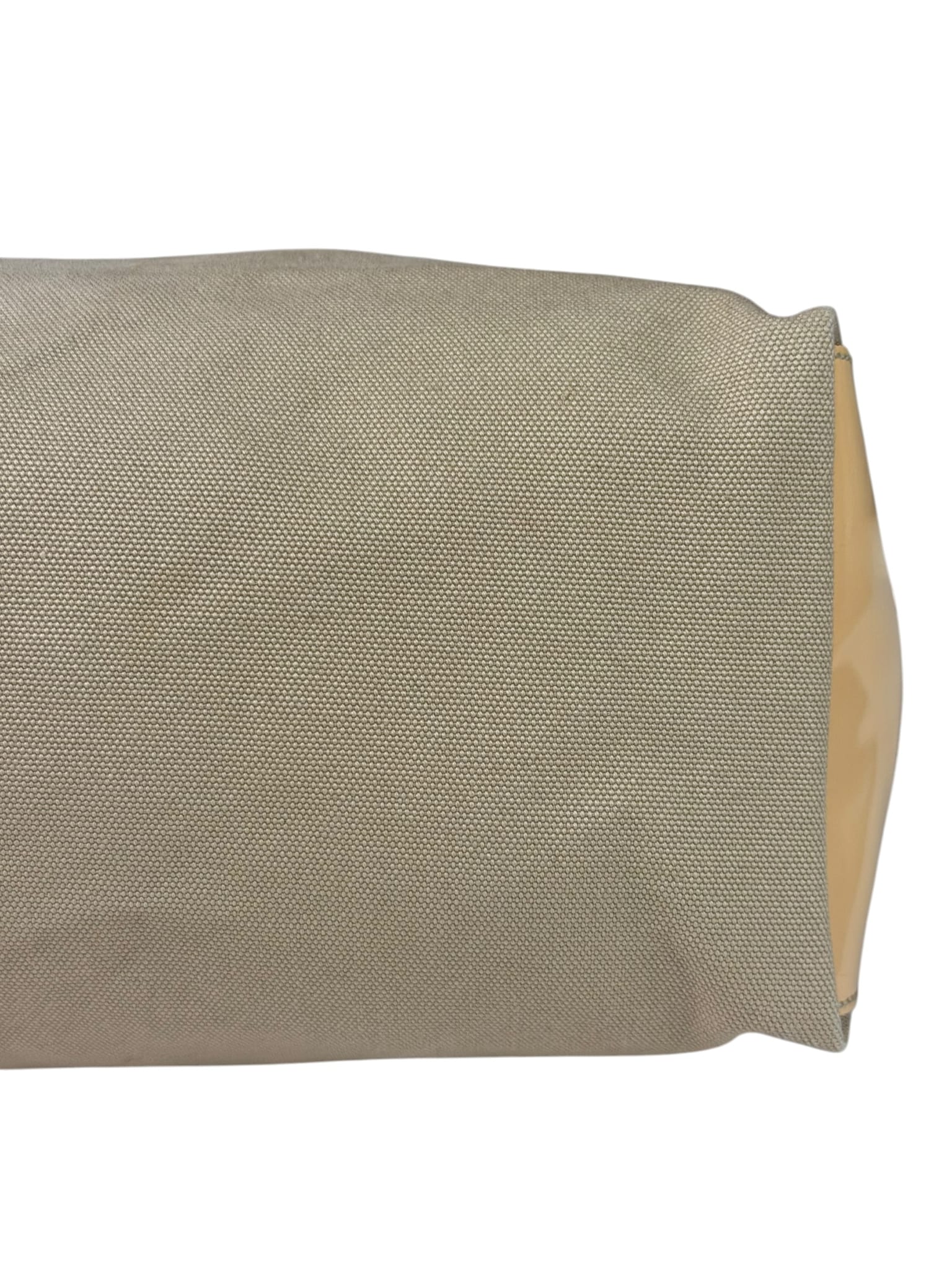 Prada Beige Cloth/Patent Leather Trim Shoulder Bag