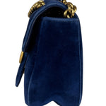 Gucci GG Blue Velvet Marmont Chain Shoulder Bag