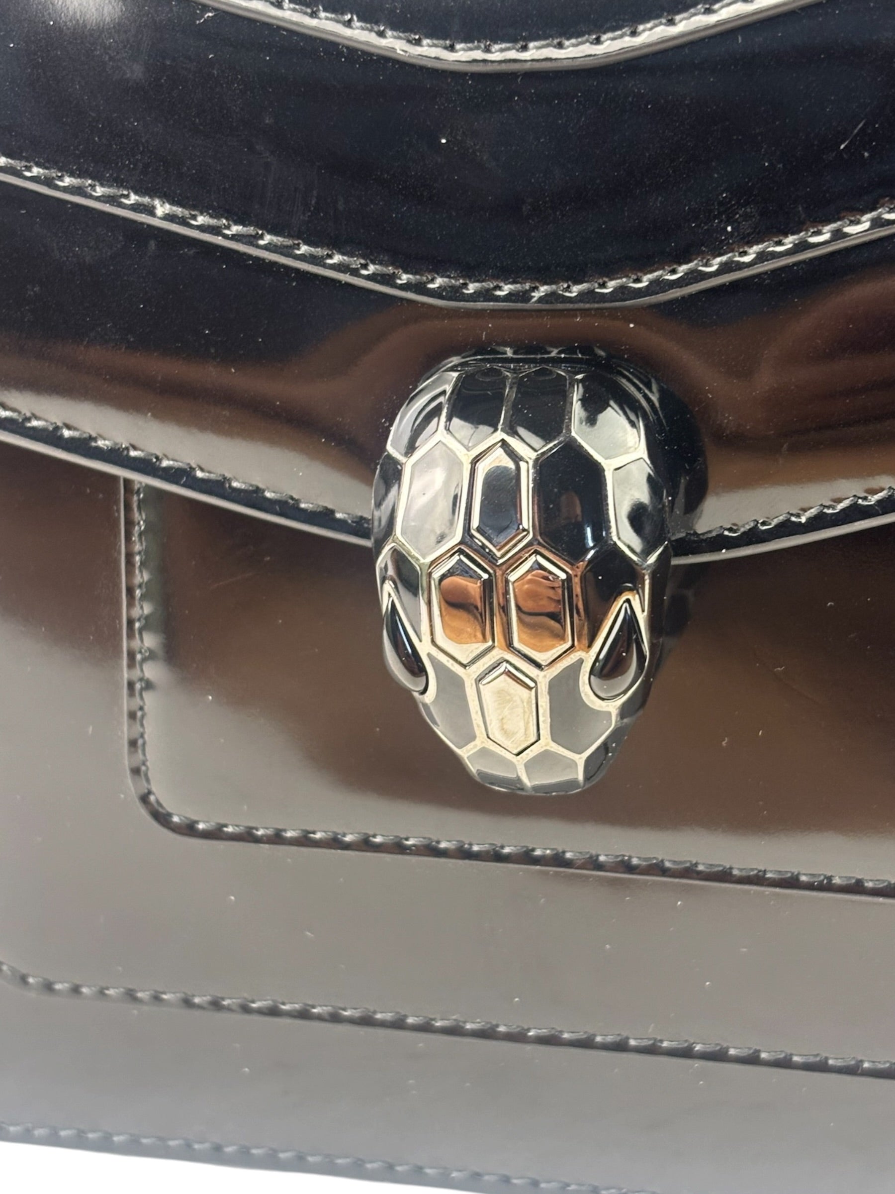 Bvlgari Black Patent Leather Small Serpenti Crossbody Bag