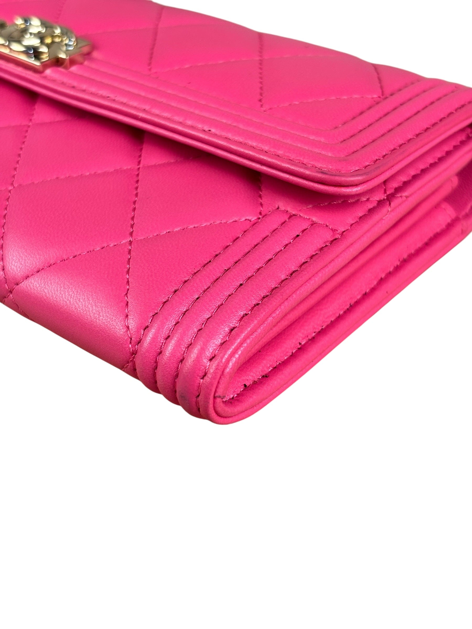 Chanel Pink Quilted Boy Wallet