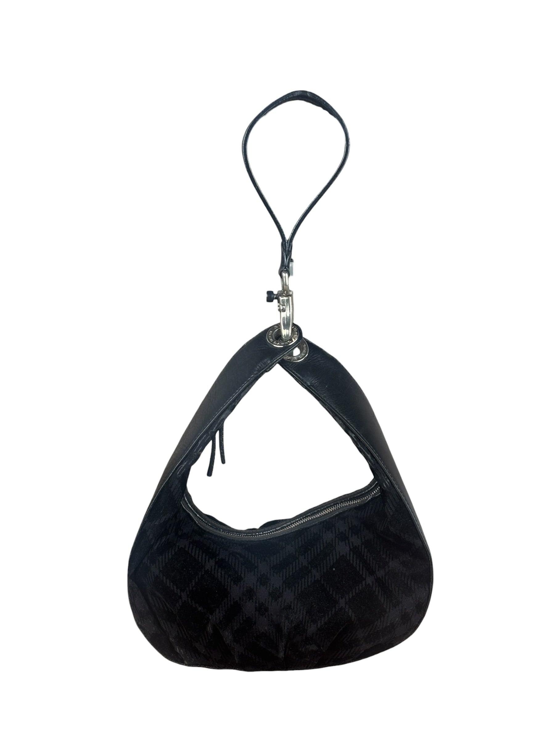 Burberry Black Tonal Check Maskell Hobo Bag