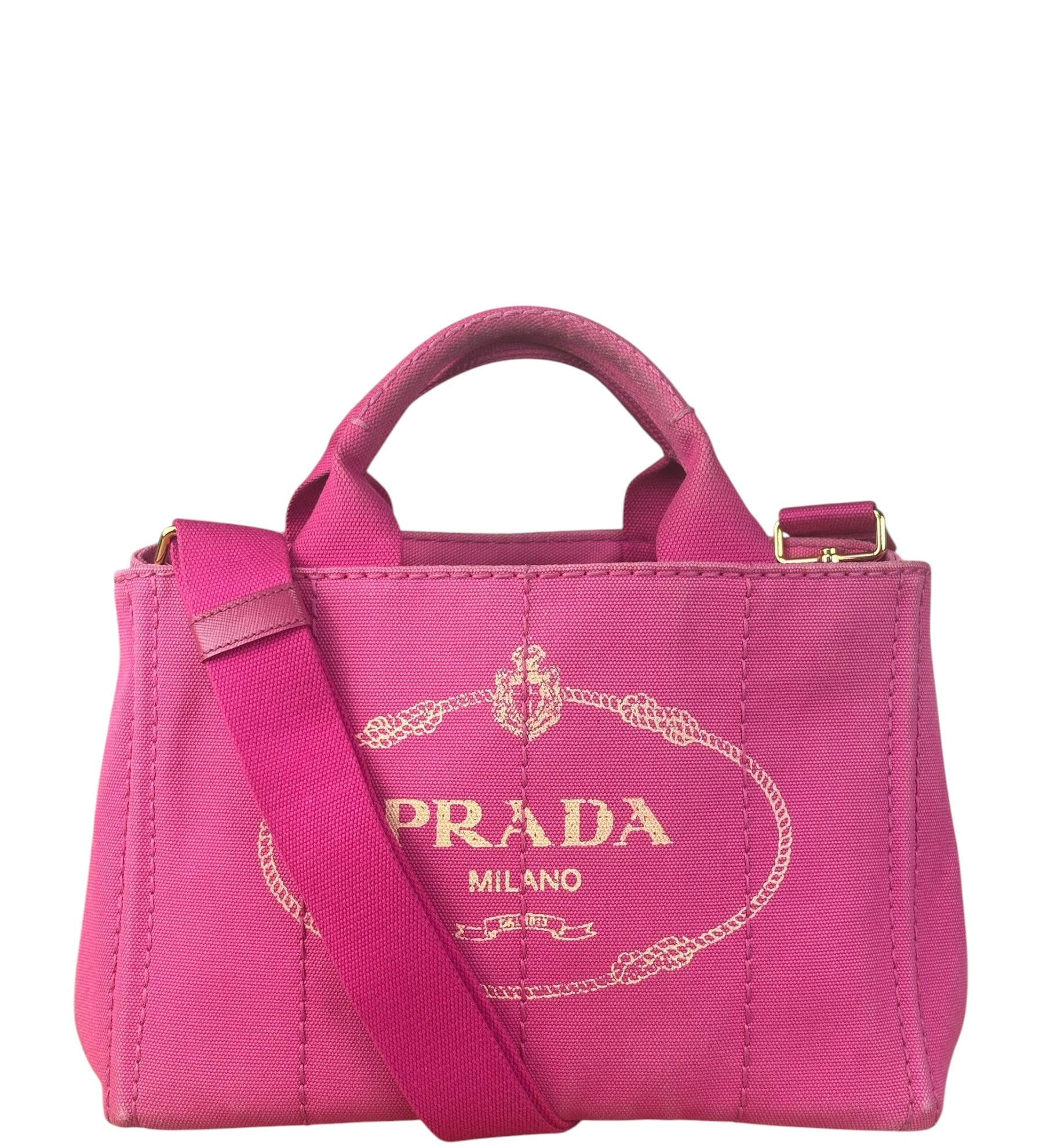 Prada Pink Canvas Canapa Hand Bag