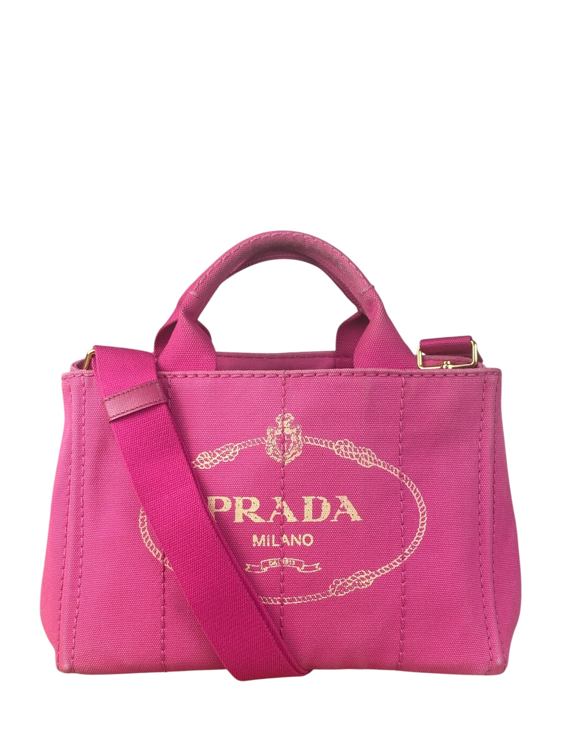 Prada Pink Canvas Canapa Hand Bag