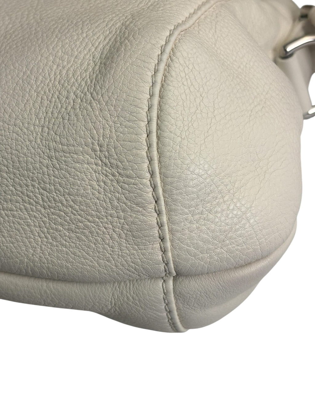 Gucci White Leather Techno Horsebit Shoulder Bag