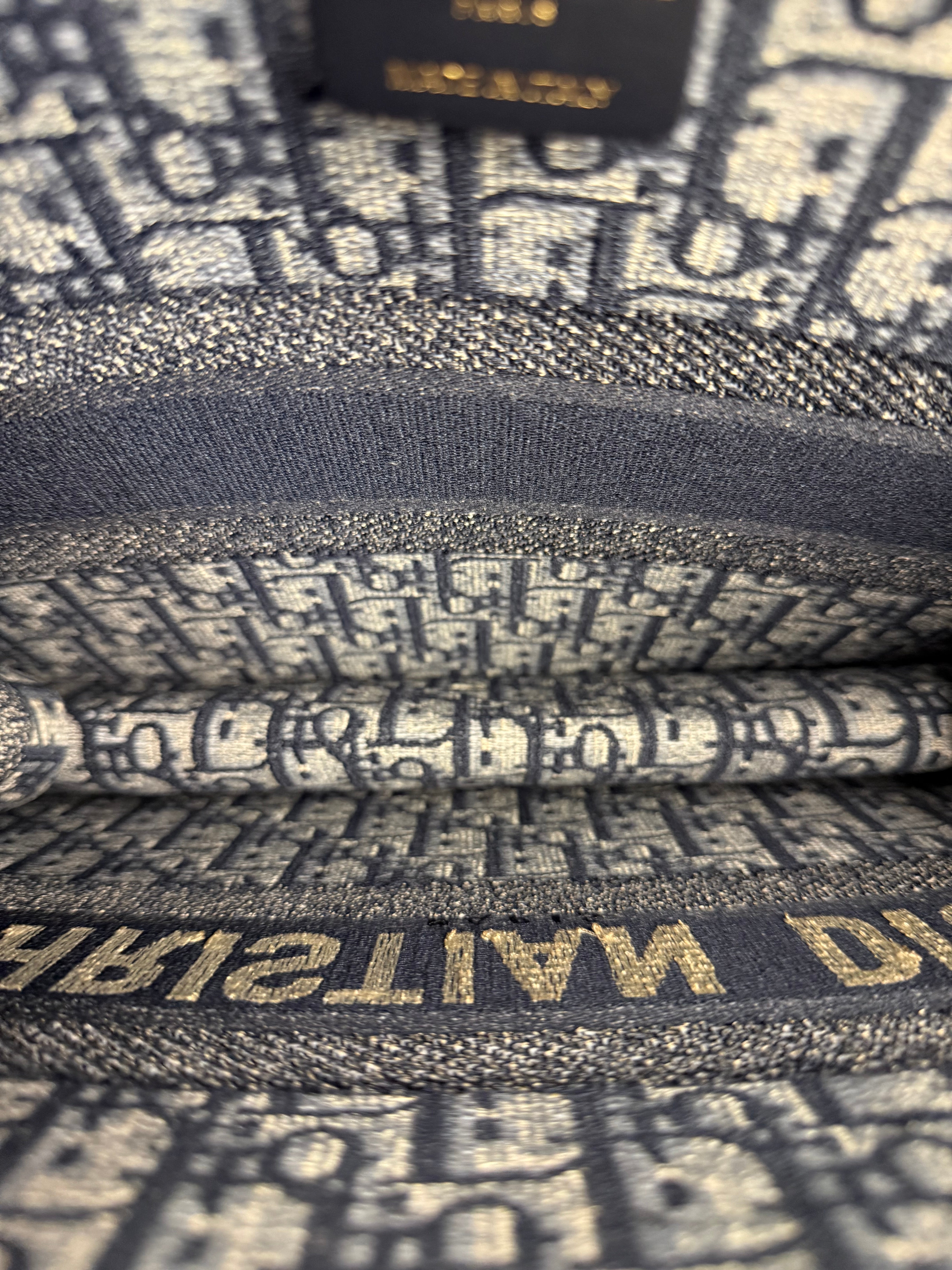 Christian Dior Navy Ecru Oblique Small Book Tote