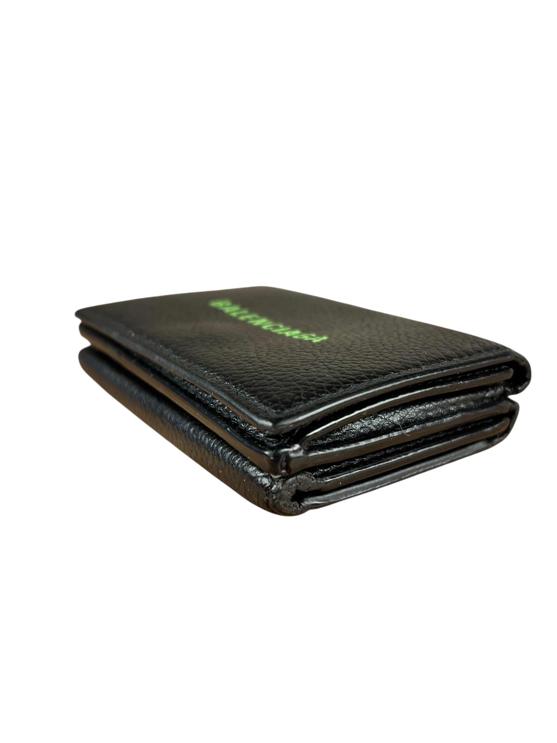Balenciaga Black Neon Logo Compact Wallet
