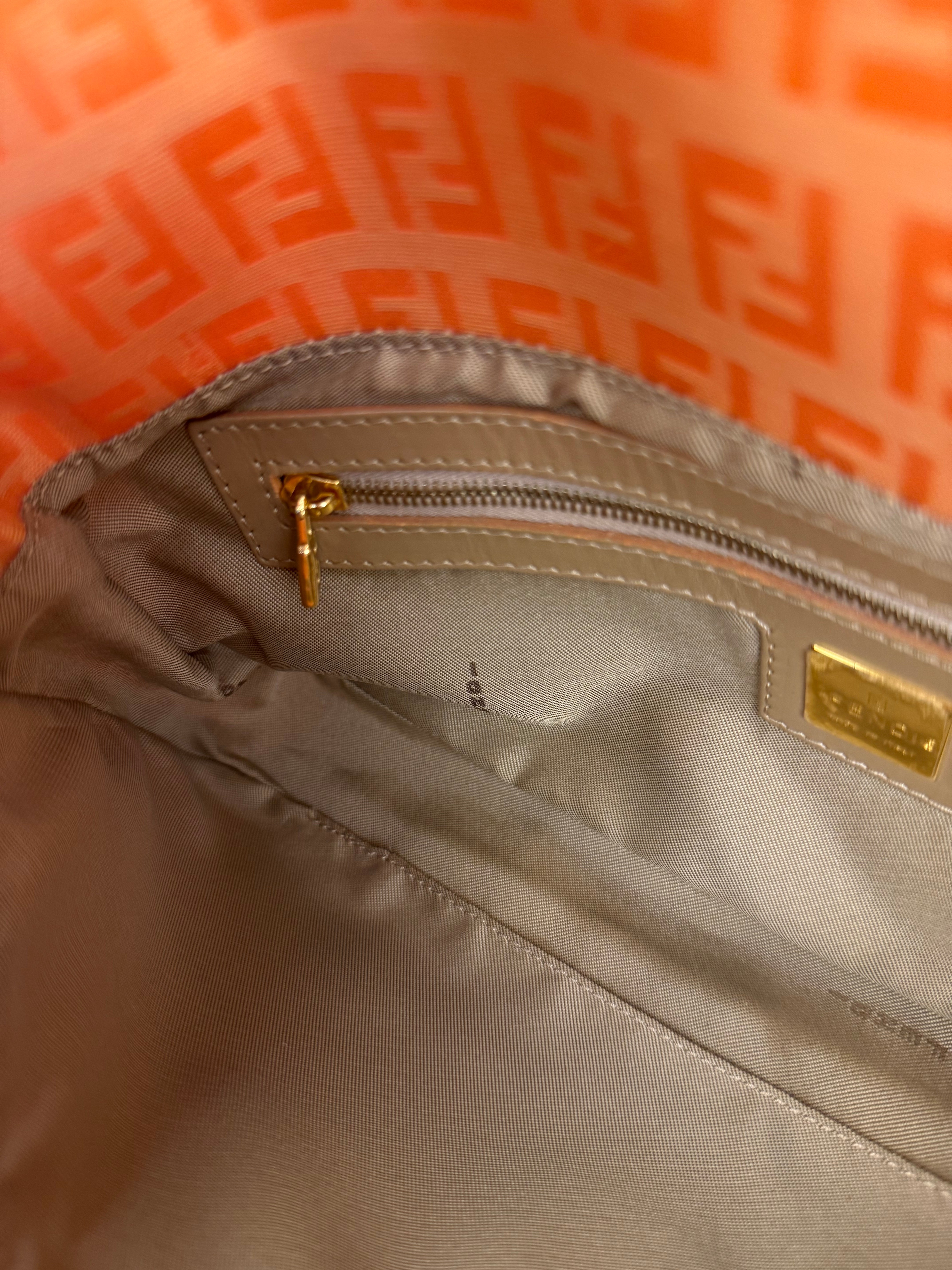Fendi Vintage Orange Zucca Mamma FF Monogram Baguette
