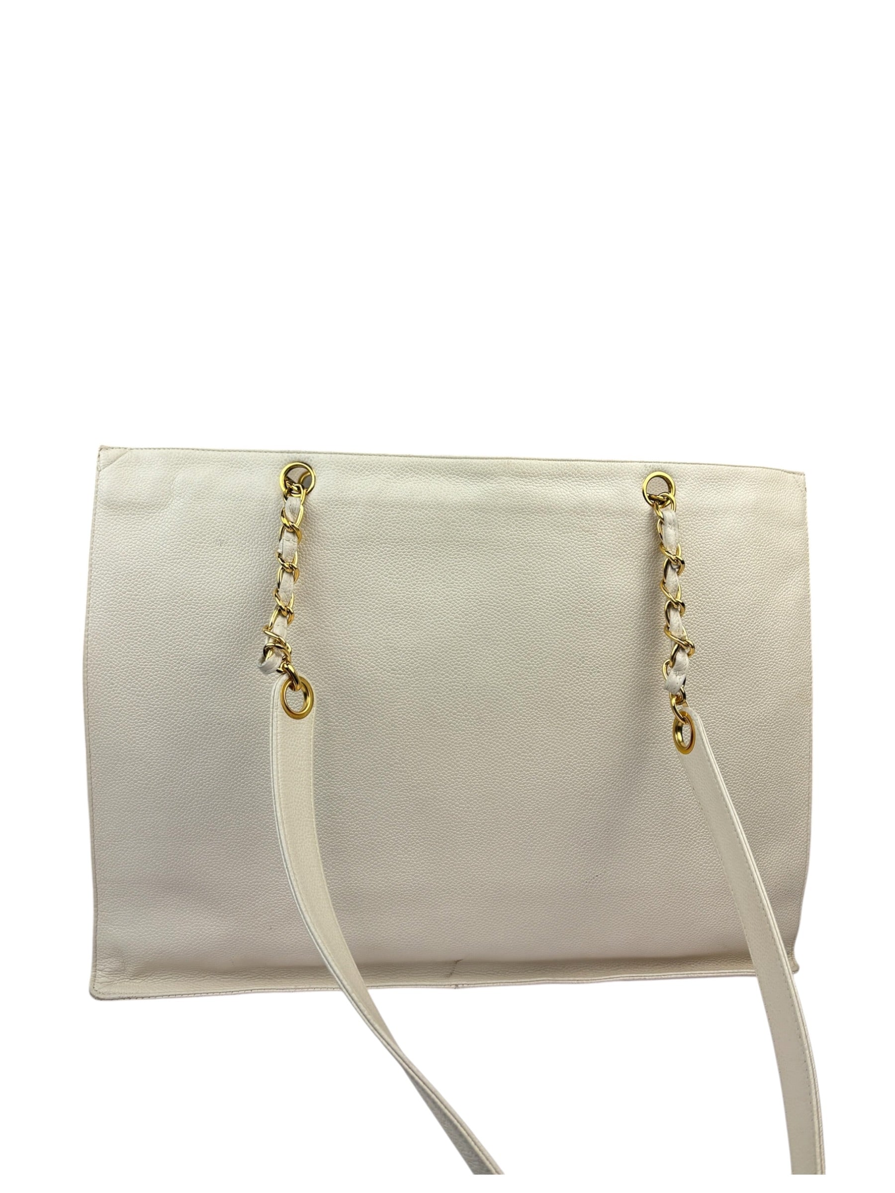 Chanel Vintage Beige Leather Timeless Tote 1996