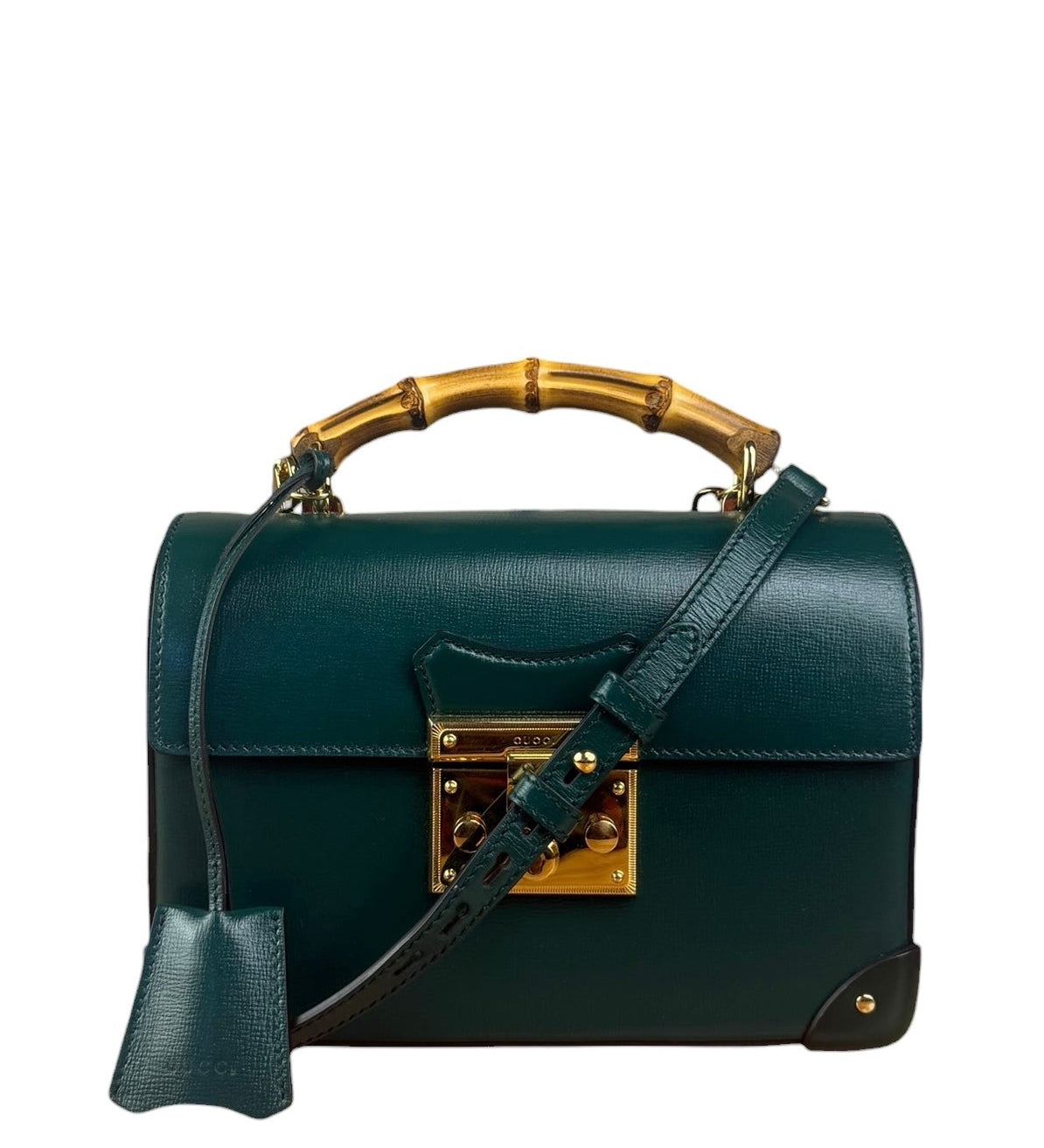 Gucci Green Padlock Bamboo Handle Handbag