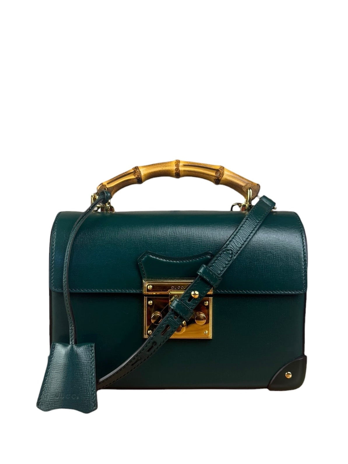 Gucci Green Padlock Bamboo Handle Handbag