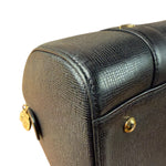 MCM Vintage Black Leather Boston Handbag