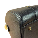 MCM Vintage Black Leather Boston Handbag