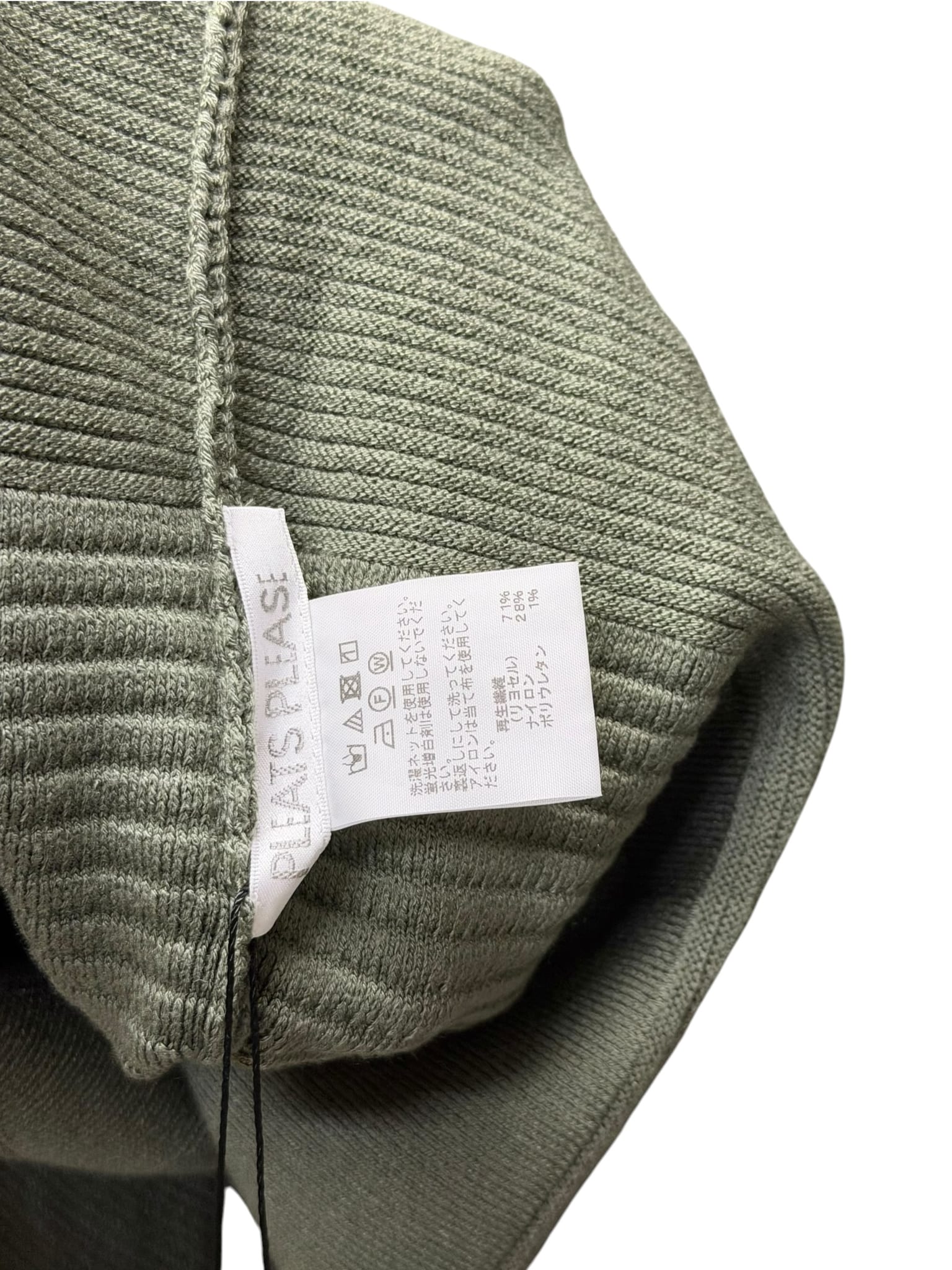 Issey Miyake Pleats Please Green Ribbed Knit Sweater