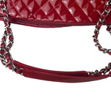 Chanel Red Patent Quilted Leather Large Just Mademoiselle Bowling Bag