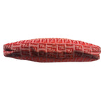 Fendi Pink/Red Zucca Leather Trim Pochette