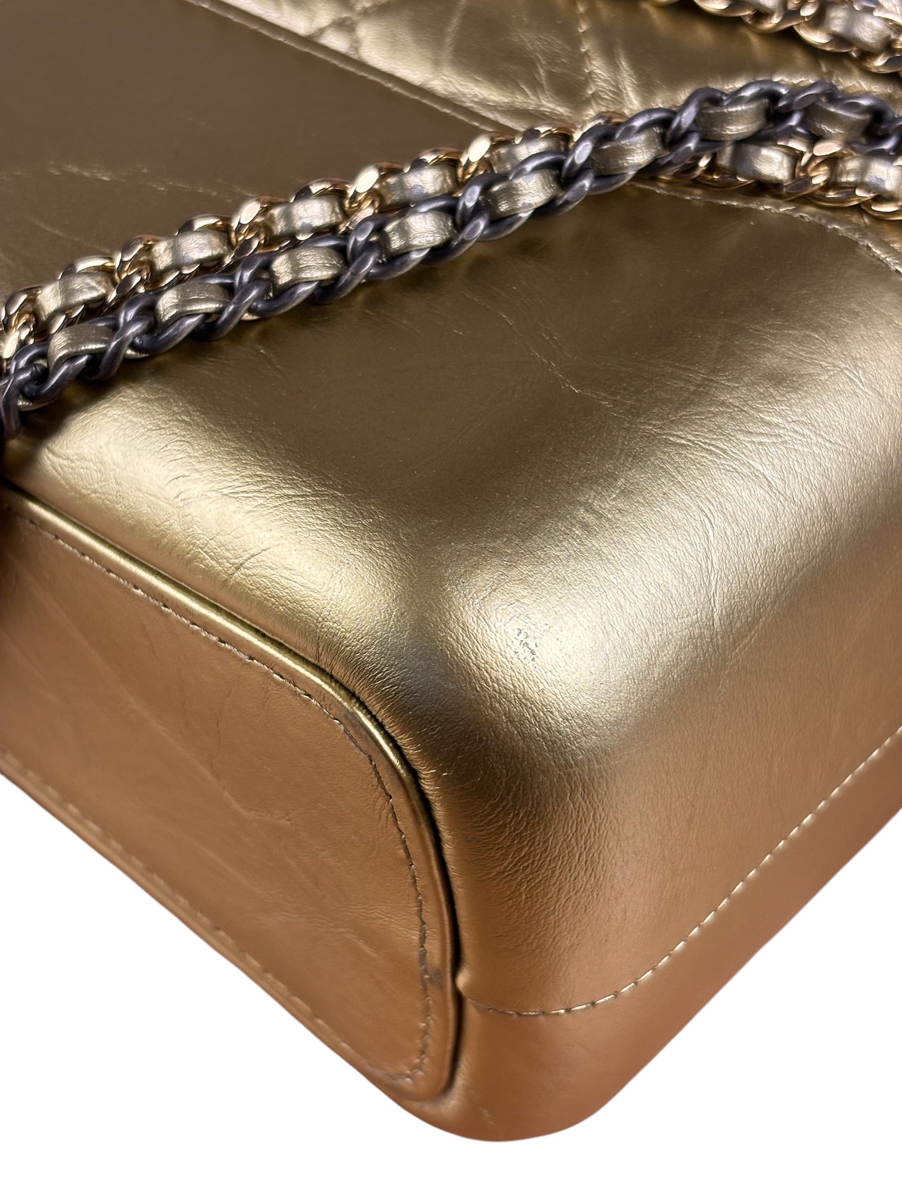 Chanel Gold Leather Gabrielle Hobo 2016
