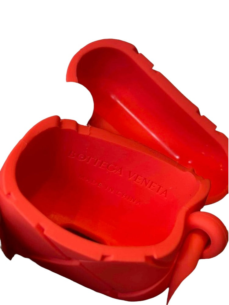 Bottega Rubberized Intrecciato AirPods Case Orange
