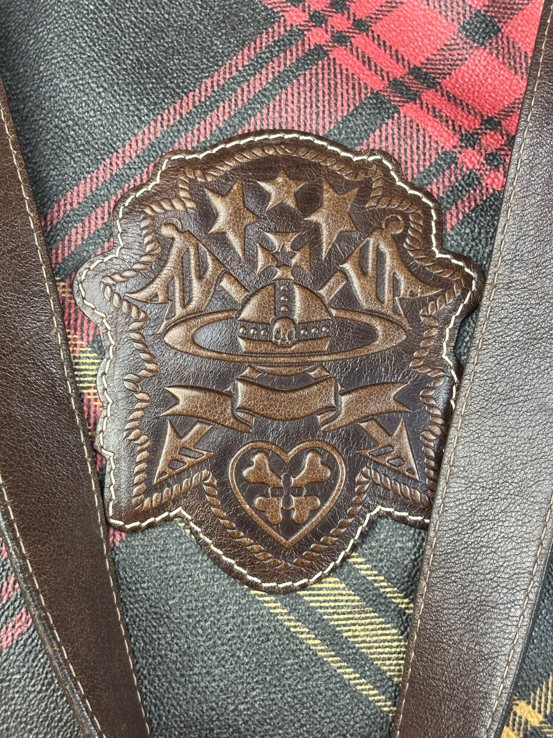 Vivienne Westwood Brown Leather Tartan Shoulder/Tote Bag