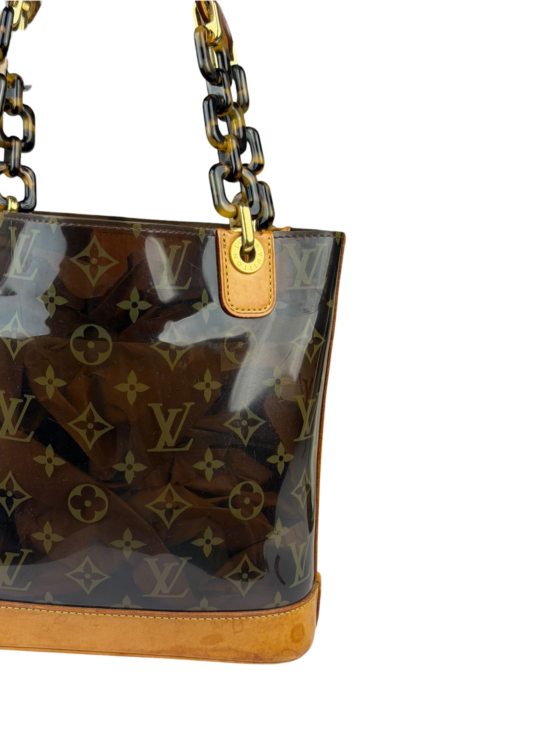Louis Vuitton Black Vinyl/Leather Trim Cabas Ambre Tote PM