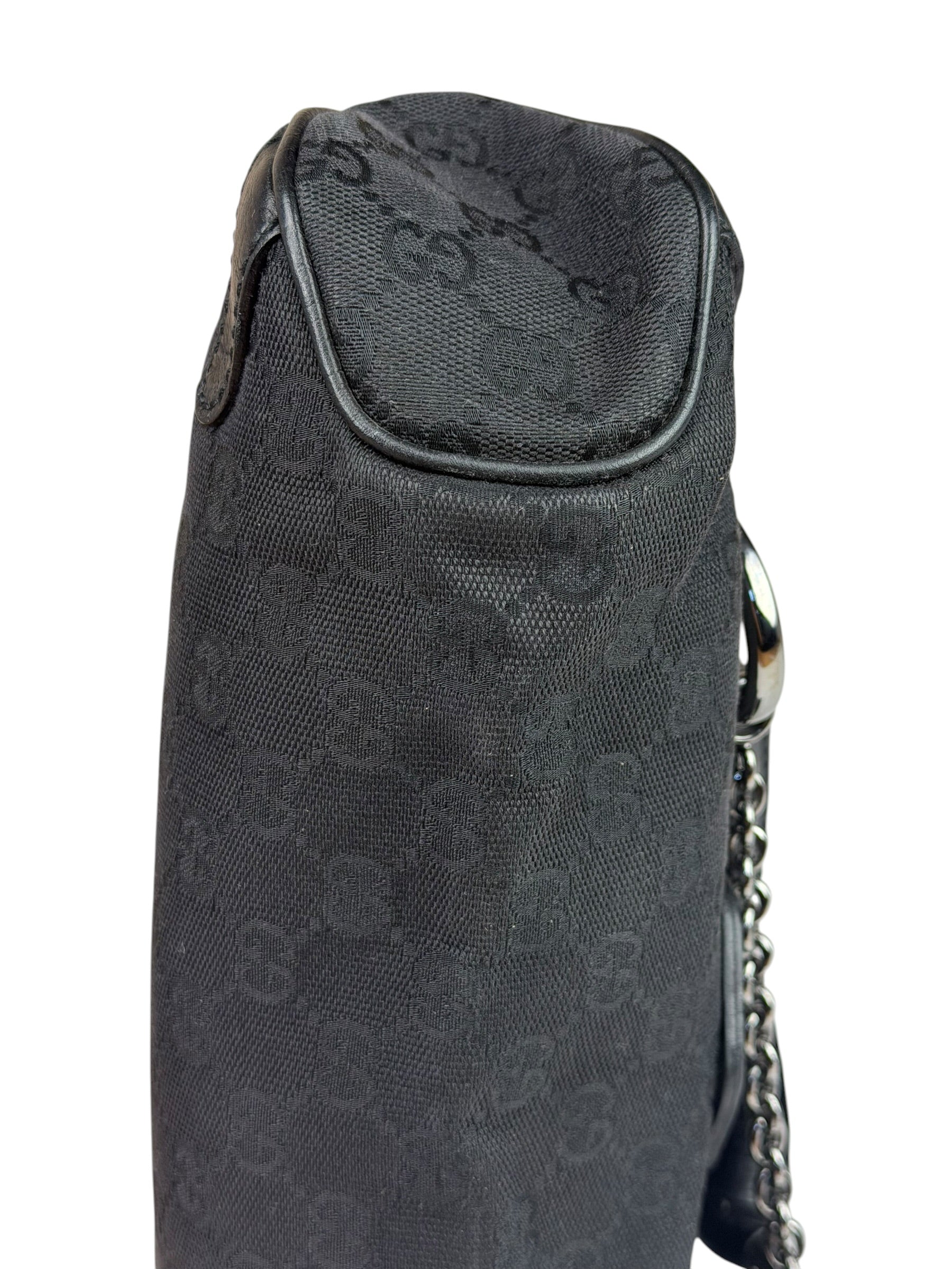 Gucci GG Vintage Black Horsebit Flap Shoulder Bag