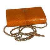 Chanel Orange Pythonskin Flap Wallet On Chain 2013