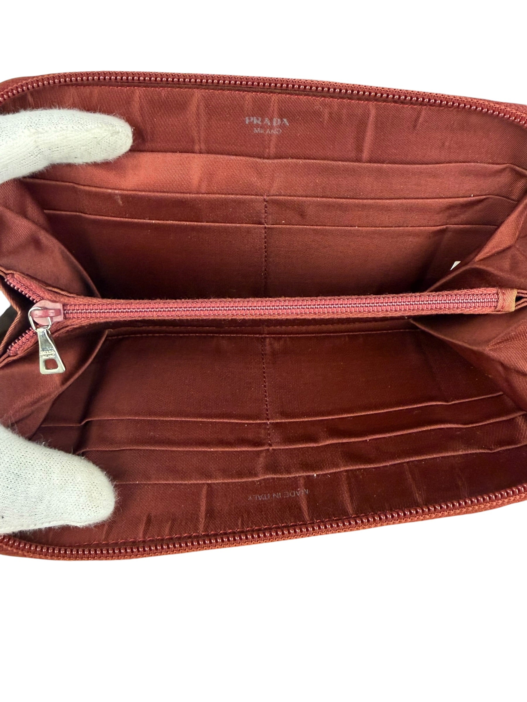 Prada Vintage Red Nylon Zip-Around Sport Long Wallet