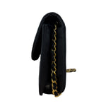 Chanel Vintage CC Black Satin Half-Moon Flap Bag 1991