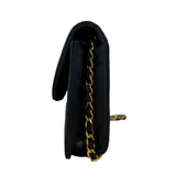Chanel Vintage CC Black Satin Half-Moon Flap Bag 1991