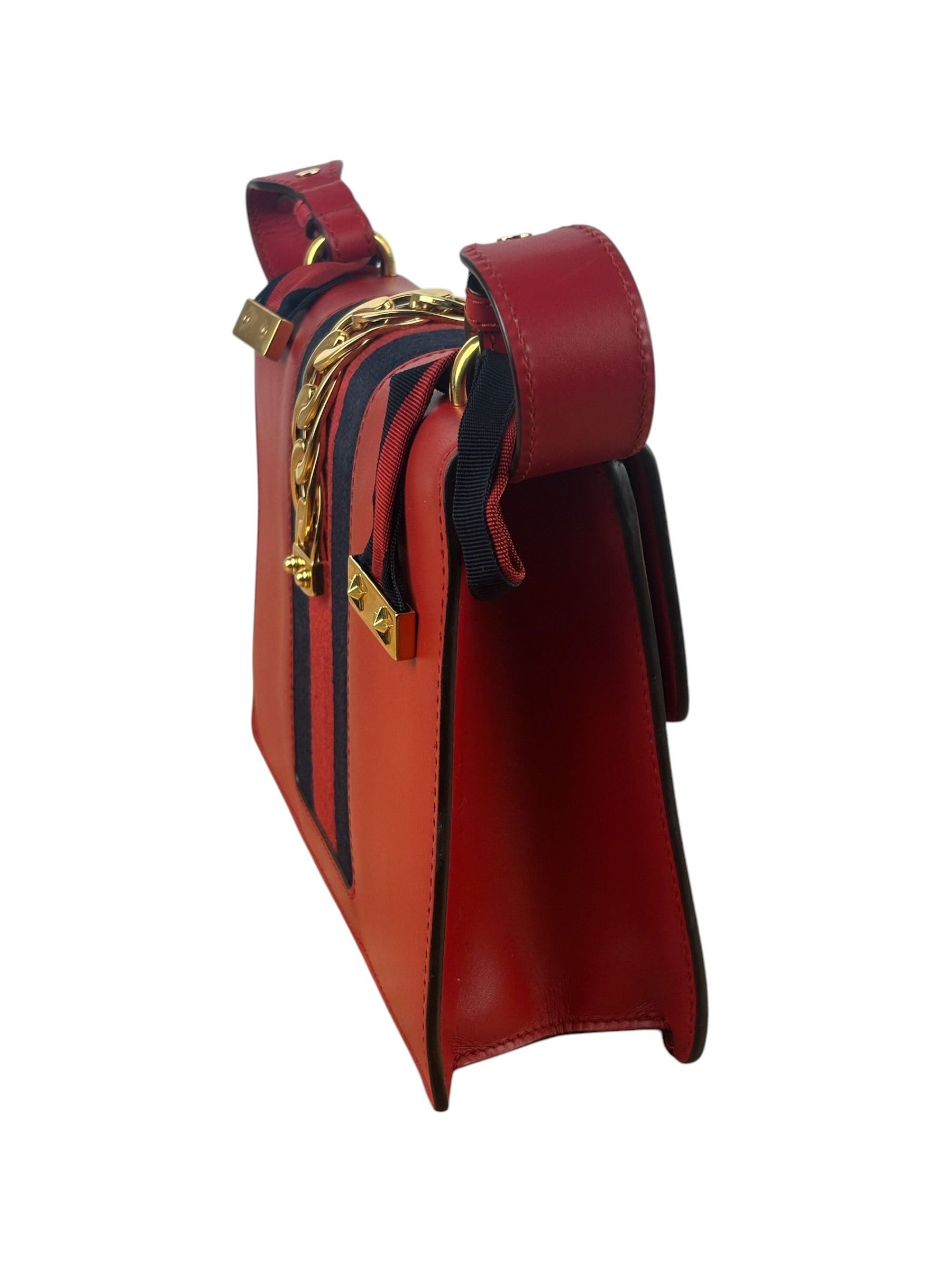 Gucci Red Leather Sylvie Shoulder Bag