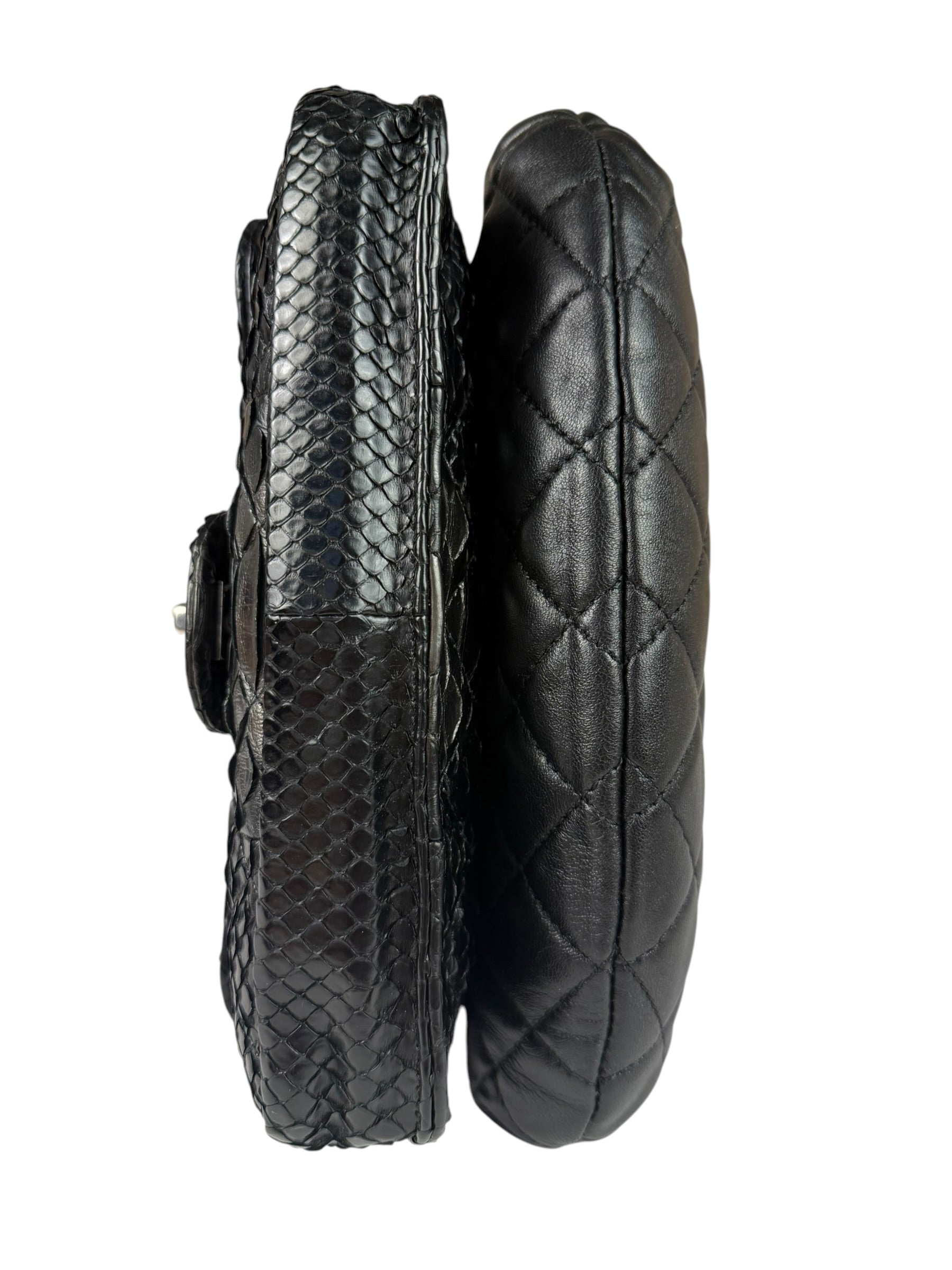 Chanel Black Python Leather Kiss-Lock Flap Bag 2015